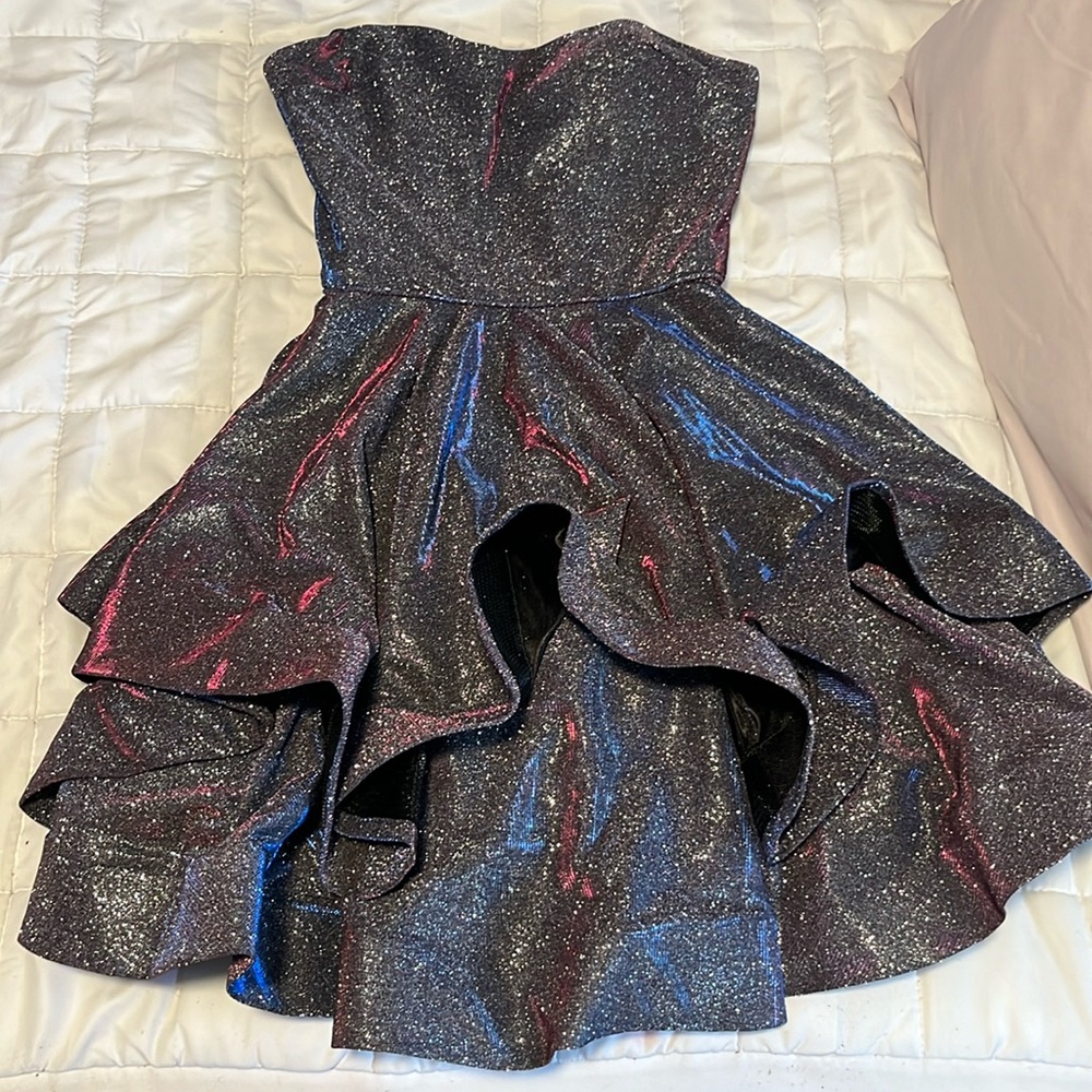Blondie Nites Silver and Purple Metallic Dress